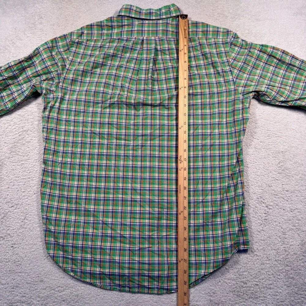 Vintage Polo Ralph Lauren Button Down Shirt Mens‎ L Green Plaid Custom Fit Pony